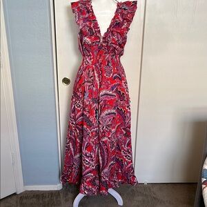 Caroline Constas Red and White Maxi Sundress